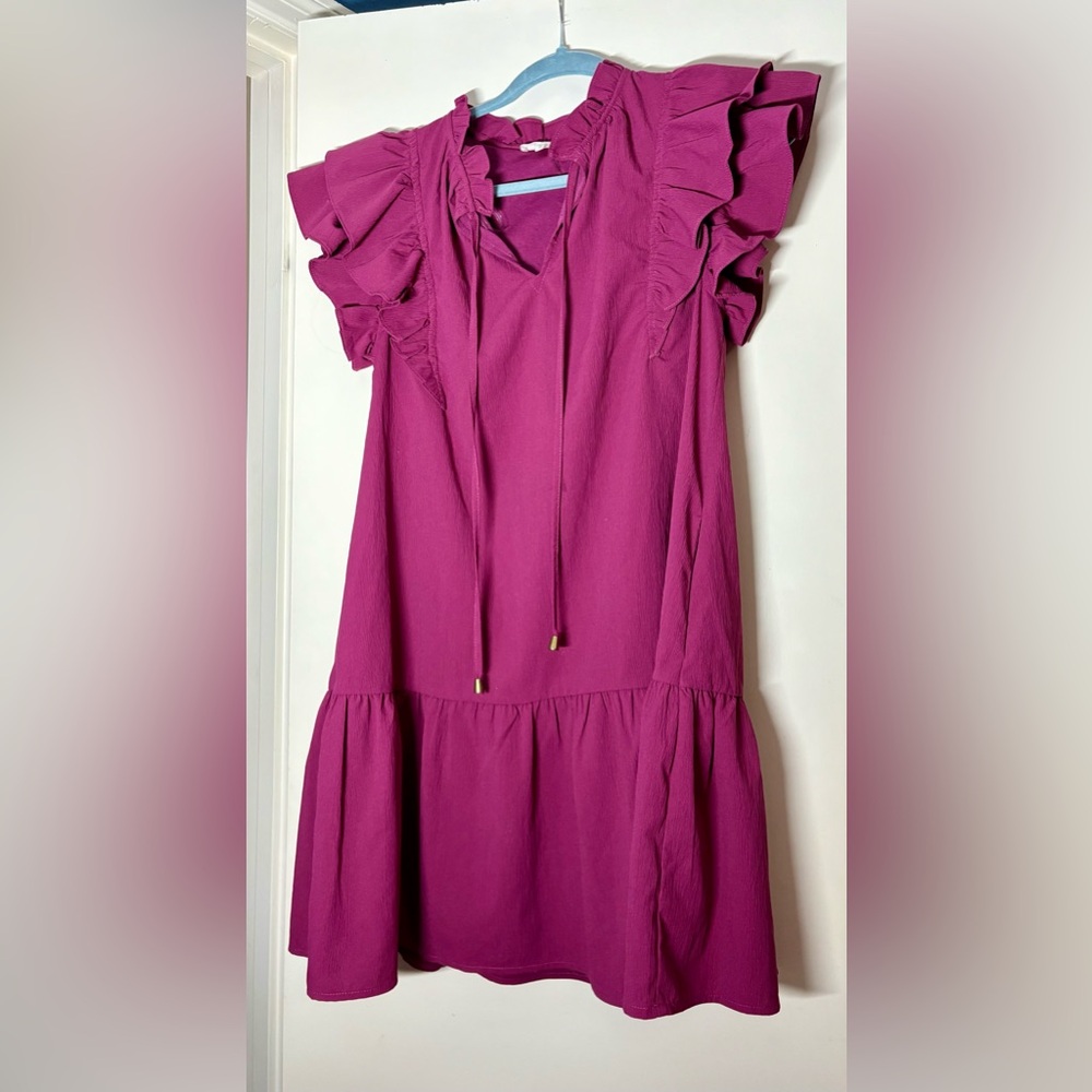 Entro Dark Pink Ruffle Dress